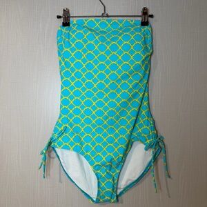 Lilly Pulitzer Turquoise & Yellow Seashell Side Tie One-Piece Bathing Suit 6